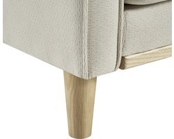 HAUSS SPOLE Loveseat Zitbank Met Usb Oplaadpoort En Houten Poten Voor Kleine Ruimtes Polyester Stof Met Knopenrug En Dikke Kussens Beige