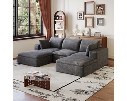 HAUSS SPOLE Modulaire Bank - Cloud Sofa - Verstelbare Elementen en Zachte Zitervaring - Voor Woonkamer - Donkergrijs