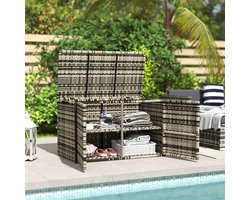 HAUSS SPOLE Opbergbox Voor Tuinkussens - 350 Liter Met 2 Niveaus En Gasveren - Voor Tuin Terras En Balkon - Staal Rotan - Grijs - 118x57x69 Cm