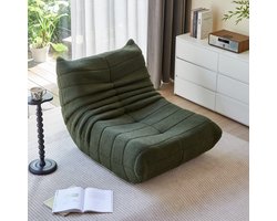 HAUSS SPOLE Relaxfauteuil - Lazy Stoel - Teddy Fleece Zitzak Stoel voor Binnengebruik - Relaxstoel lounge fauteuil - Slaapkamer & Woonkamer - Volwassenen & Jongeren - Ergonomisch & Comfortabel - 91x102x72cm -Groen