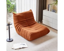 HAUSS SPOLE Relaxfauteuil - Lazy Stoel - Teddy Fleece Zitzak Stoel voor Binnengebruik - Relaxstoel lounge fauteuil - Slaapkamer & Woonkamer - Volwassenen & Jongeren - Ergonomisch & Comfortabel - 91x102x72cm -Oranje