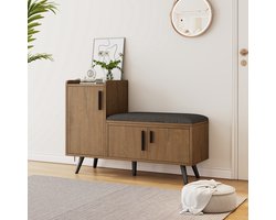 HAUSS SPOLE Schoenenkast - Schoenenbank Met Opbergruimte - Drie Deuren En Meerdere Niveaus - 100x34x69 cm - Hout - Bruin