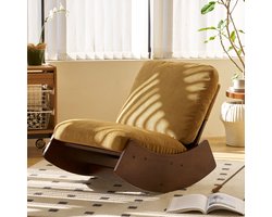 HAUSS SPOLE Schommelstoel – Glijdende Relaxstoel – Ergonomisch Met Zachte Bekleding – Voor Babykamer, Woonkamer En Slaapkamer – Hout Oranje