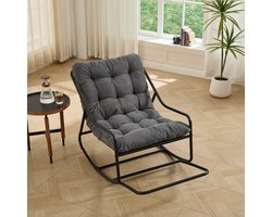HAUSS SPOLE Schommelstoel - Moderne Loungestoel Met Voetenbank - Verstelbare Schommelbeweging - Voor Balkon En Woonkamer - Staal Grijs