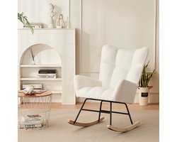 HAUSS SPOLE Schommelstoel - Relaxstoel babykamer - Fauteuil - Roomwit - Fauteuil met Armleuning Design - Beige