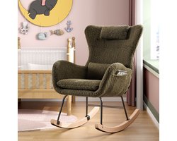 HAUSS SPOLE schommelstoelen in Wonen - Relaxstoel babykamer - Fauteuil - Voedingsstoel - hoofdsteun en zijvakken - Met kussen - voorzien van vloerbeschermende viltstrips - Groente