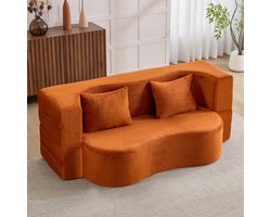 HAUSS SPOLE Slaapbank - Opvouwbare 2-in-1 Futon - Van Bank Naar Logeerbed - Voor Woonkamer En Slaapkamer - Oranje
