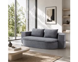 HAUSS SPOLE Slaapbank - Opvouwbare Bedbank - 2-Zits - 3-In-1 Met Slaapfunctie En 2 Kussens - Voor Woonkamer En Logeerkamer - Flanel Lichtgrijs