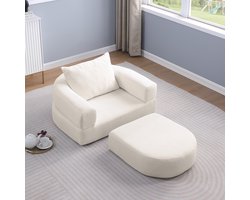HAUSS SPOLE Slaapbank - Opvouwbare Eenpersoons Slaapstoel Met Kussen - Voor Woonkamer, Logeerkamer En Studio - Stof Beige