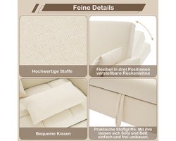 HAUSS SPOLE Slaapbank - Slaapbank Uitklapbaar Met Verstelbare Rugleuning - Relaxfauteuil Met Schuim Vulling - Geschikt Voor Kleine Woningen - Crème
