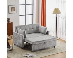 HAUSS SPOLE Slaapbank - Verstelbare Bedbank Met Schlaffunctie - Chenille Stoffen Slaapstoel - Hoogdichte Schuimvulling - Relaxfauteuil Voor Woonkamer - Grijs