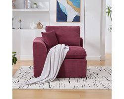 HAUSS SPOLE Sofa - Nordic 1-Zits Bank - Eenpersoons Zitmeubel Met Kussen - Minimalistisch Ontwerp - 101x102.5x84 cm - Voor Woonkamer - Corduroy Wijnrood