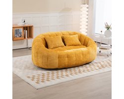 HAUSS SPOLE Sofa - Zitzak Loveseat - Oversized - Met Armleuningen & Memory-Schuim - 150x95x63 cm - 2-Zits - Voor Woonkamer En Slaapkamer - Chenille Geel