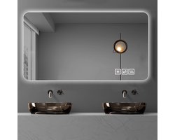 HAUSS SPOLE Spiegel Dimbaar – 60x120 cm – LED Driekleurig 3000/4000/6000K Continu Dimmen 10%-100% – Glas;Metaal – Grijs – Aanraakbediening Ontwasemingsfunctie