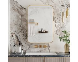 HAUSS SPOLE Spiegelkast - Rechthoekig Met Metalen Frame En Verstelbare Glazen Planken - Inbouw Of Wandmontage Voor Badkamer En Slaapkamer - Glas En Metaal - Goud