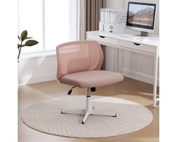 HAUSS SPOLE Stoel – Armloze Bureaustoel Model Comfort – Modern Armloze Design – 360° Draaibaar & Hoogteverstelbaar – Zitbreedte 61 cm Voor Kantoor Slaapkamer Studiekamer – Mesh Roze