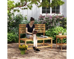 HAUSS SPOLE Tuinbank – Omvormbaar Tot Picknicktafel – 2 Zits Zitbank Voor Tuin Balkon En Terras – Massief Grenenhout Met Lak – Teak