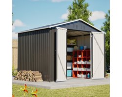 HAUSS SPOLE Tuinhuis – 240,4 x 192,3 x 191 cm – Afsluitbare Schuifdeur en 4 Ventilatieopeningen – Metaal – Zwart – Tuinopslag