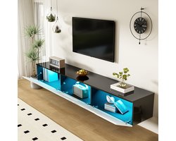 HAUSS SPOLE TV-kasten 180x35x30 cm - TV meubel Met 16-Kleurige LED-Verlichting - Multifunctioneel - Hoogglans Afwerking - Rechthoekig - Televisieaccessoires - MDF - Zwart