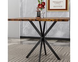 HAUSS SPOLE Vierkante Eettafel - Ruimtebesparend En Stevig - Voor Keuken Eetkamer Of Kantoor - Hout En Metaal - Bruin
