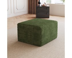 HAUSS SPOLE Voetenbankje - Ottoman - Zonder Montage - Voor Woonkamer En Slaapkamer - Corduroy Stof - Groen