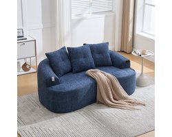 HAUSS SPOLE Zitbank 164 X 92 X 60 Cm - Extra Diepe 2 Zits Bank Met Dikke Kussens - Voor Compacte Woonkamer - Chenille - Blauw