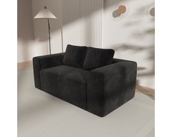 HAUSS SPOLE Zitbank - 2 Zits Diepe Zitbank - Geen Montage Nodig Met Snelle Terugvering - Voor Appartement Slaapkamer En Kantoor - Ribfluweel Zwart