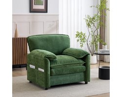 HAUSS SPOLE Zitbank - Retro Eenzitsbank - Met Dubbele Opbergvakken - Voor Woonkamer, Balkon En Slaapkamer - Chenille Groen