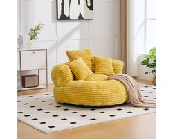 HAUSS SPOLE Zitzak – Corduroystof Fauteuil – Enkel Speelstoel – Hoge Rugleuning En Armleuningen – Loungestoel Voor Woonkamer En Slaapkamer – Corduroystof Geel