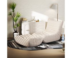 HAUSS SPOLE Zitzak Fauteuil - Comfortabele Loungestoel Met Ergonomische Vulling - Voor Woonkamer, Slaapkamer En Ontvangstruimte - Teddy Fleece - Beige