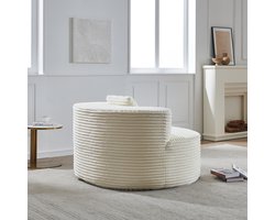 HAUSS SPOLE Zitzak - Loungestoel Met Rugleuning En Extra Kussen - Voor Woonkamer En Slaapkamer - Zacht Corduroy Polyester Crèmewit