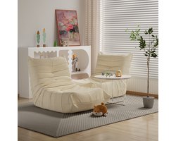 HAUSS SPOLE Zitzakbank 110 x 85 x 79 cm - Met Rugleuning En Ergonomische Vorm - Voor Woonkamer, Slaapkamer En Leeshoek - Polyester - Beige