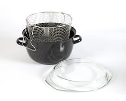 Haute Cuisine Frituurpan - Glazen Deksel & Korf - Ø 26cm - Emaille