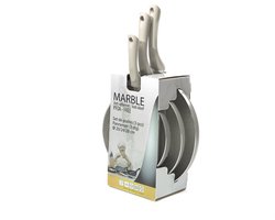 Haute Cuisine Marble Pannenset 3-delig – Ø20/24/28 cm – Antikleef Marmer – Gestampt Aluminium – Inductie – PFOA-vrij