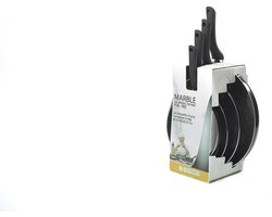 Haute Cuisine Marble Pannenset 4-delig – Ø20/24/28/32 cm – Antikleef Marmer – Gestampt Aluminium – Inductie – PFOA-vrij