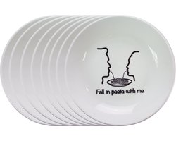 Haute Cuisine Pastabord - Ø 21 x H4,5 cm - Set-8 - Fall in pasta with me - Keramiek