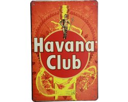 Havana Club - Metalen wandbord - Wandborden – Rum - Mancave - Tekstbord - Retro wandbord - Metal sign - Havana - Vintage - 20 x 30cm - Cave & Garden