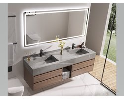 Haviklux Badkamermeubel - 2 persoons - 120 cm - Hout decor - Complete badmeubelset incl. kranen