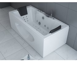 Haviklux Massagebad - Whirlpool bad - 1 à 2 persoons - Half vrijstaand bad - Wit - Massagejets