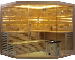Haviklux Sauna Prisma - 220x220x210cm - Met kachel - Hemlock hout