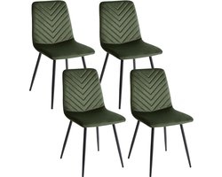 HAVRE - Eetkamerstoelen set van 4 - Olijfgroen - Fluweel