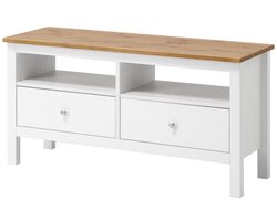 Havuun Vesa TV-meubel - grenen - 110 cm breed - 2 lades & open vak - wit/ houtkleur – Scandinavisch design