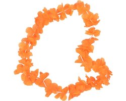 Hawaii slinger oranje bloemenkrans - Oranje accessoires oranje versiering - EK voetbal / Koningsdag - 92 cm