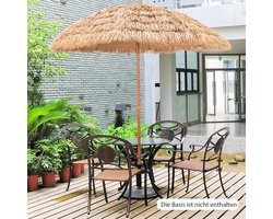 Hawaii Stroparasol Ø205 cm – Natuurlijke Hawaïaanse Parasol met UV-bescherming – Ronde Stro Terrasparasol & Strandscherm – Draagbare Tuinparasol voor Strand, Balkon & Terras