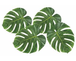 Hawaii Tropical Decoratie - 4x stuks - Monstera palm bladeren - 15 x 35 cm - zomerse versiering