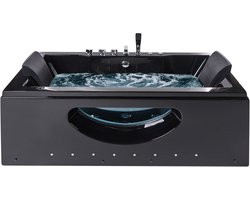 HAWES - Whirlpool met LED - Zwart - 180 x 90 cm - ABS