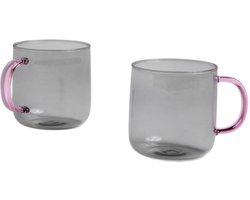 Hay Borosilicate - glazen mok - 300ml - set van 2 - Light Grey, Pink - handgemaakt