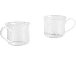 Hay - Borosilicate mok White Swirl - 200ml - set van 2 - Handgemaakt - Glazen mok / kopje