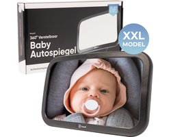 HAYALI® Autospiegel baby - XXL 360° Draaibare Achterbank Spiegel voor Auto -19x30 cm- Zwart