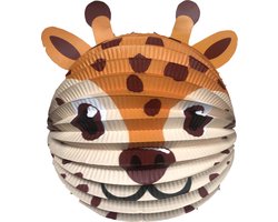 Haza Lampion giraffe - 20 cm - bruin - papier - Sint maarten/kinderfeestje lampionnen